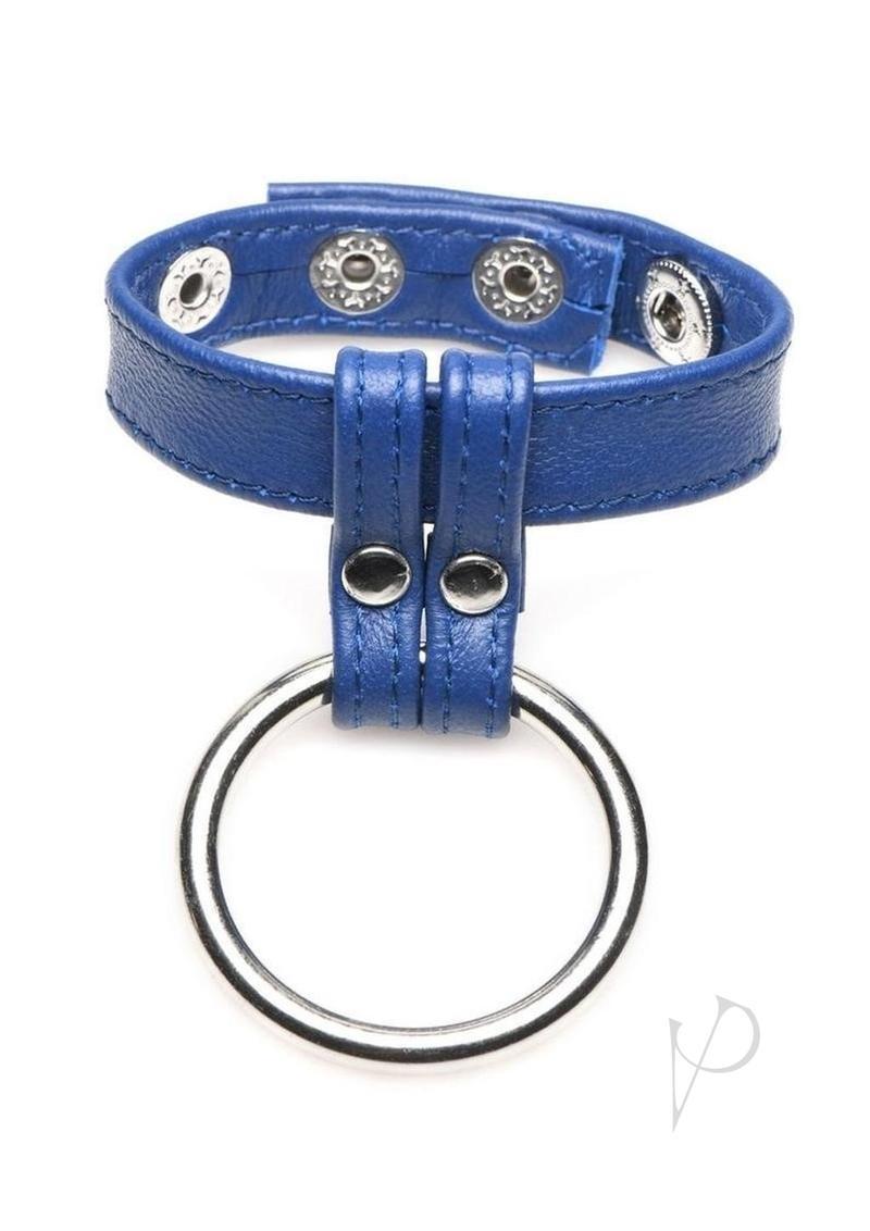 Strict Leather Cock Gear Leather And Steel Cock Andamp; Ball Ring - Blue